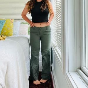Green low rise pants